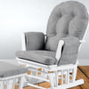 Babylo Brompton Glider & Footstool Grey suedette/White wood