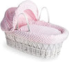 White wicker basket Pink Dimple