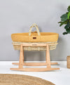 Little Green Sheep - Moses Basket and Rocking Stand Bundle - Printed Honey Rice