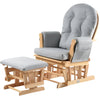 Babylo Brompton Glider & Footstool Grey suedette/Natural wood