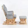 Babylo Brompton Glider & Footstool Grey suedette/Natural wood