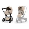 Cybex Priam Comfort Matt Black incl. Foldable Carry Cot Cozy Beige/beige